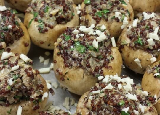 Stuffed red quinoa mushrooms