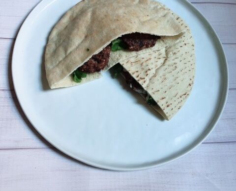 Black Bean Quinoa Falafel Pita Sandwich