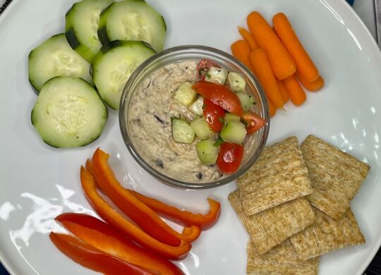 White Bean & Eggplant Dip Snack Platter