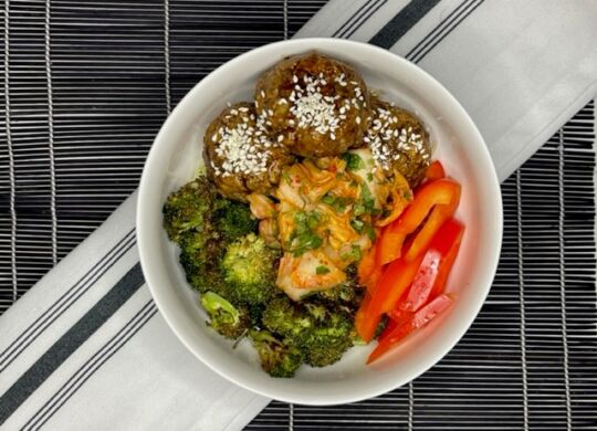 Asian Tofu Lentil Noodle Bowl