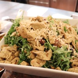 Kale caesar salad with tofurky chick'n