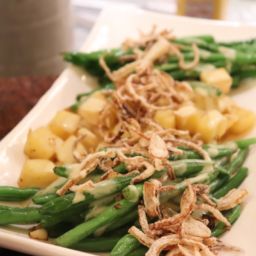 Green beans & turnips with spicy rarebit sauce