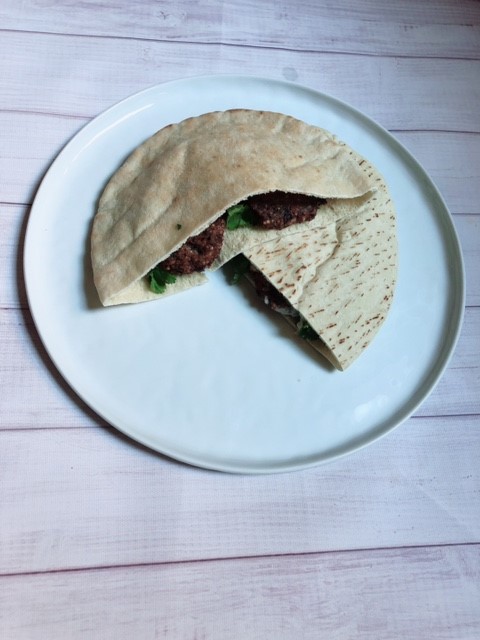 Black Bean Quinoa Falafel Pita Sandwich