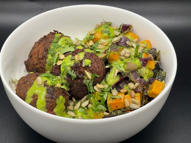 Cuban Black Bean Fritters Rice Bowl