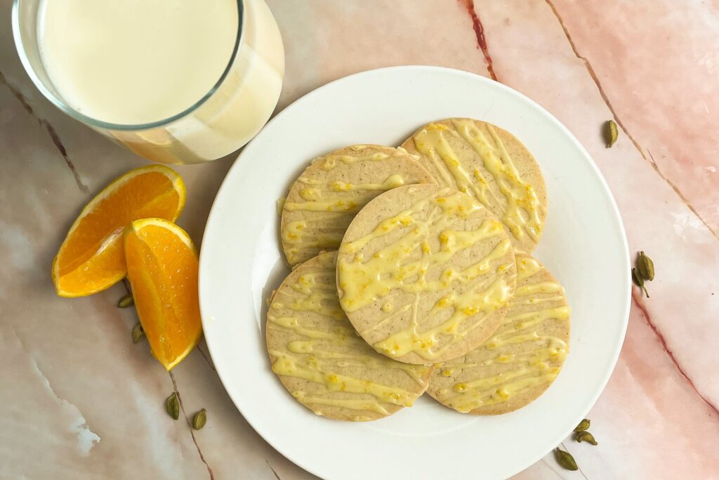Cardamom sugar cookies with orange glaze