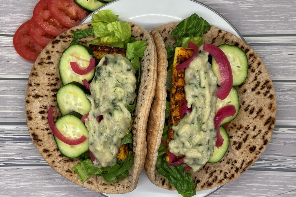 Grilled tofu gyros