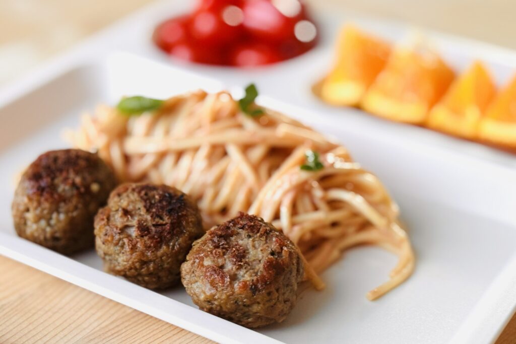 Revved up rosa pasta and meatballs