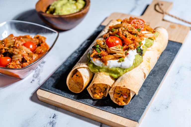 Spicy Korean tofu taquitos