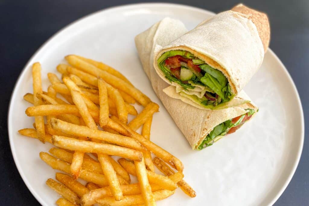 Crispy Tuscan bean falafel wrap
