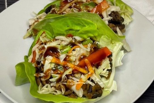 Lentil crumble Asian lettuce wraps