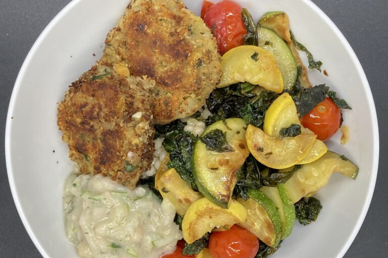 Red lentil and sautéed spring veggie bowl