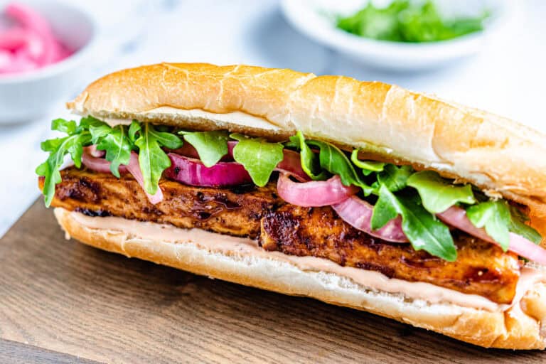Smoky BBQ tri-tip tofu hoagie